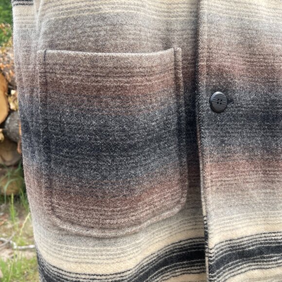 Men's Size XL Vintage Lined Woolrich Striped Rancher Coat with Fleece Collar - Picture 8 of 16